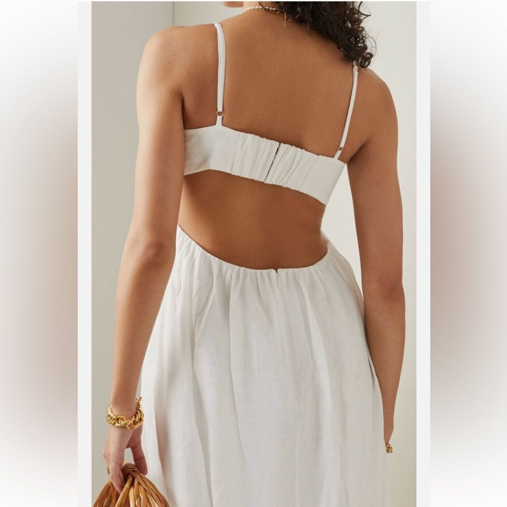 NEW Zimmermann Rosa Linen Bralette Midi Dress Ivory Size 10 - Picture 3 of 14
